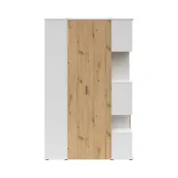 Armario de esquina izquierdo Homeland 136 cm vestidor con 2 puertas y 3 cajones blanco/roble artisan