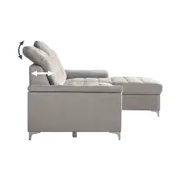 Sofá rinconera derecho Ariado convertible con arcón de terciopelo beige