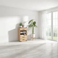 Cómoda Lara 60 cm con 3 cajones y estantes fresno belarus