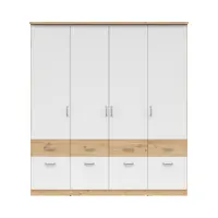 Armario de cuatro puertas Brando-4 181 cm con cajones roble artisan/blanco