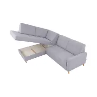 Sofá rinconera izquierdo Lars convertible con arcón gris