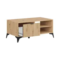 Mesa de centro Lamea 110 cm con cajón y estantes roble artisan