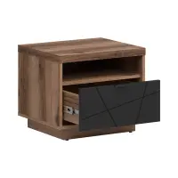 Mesita de noche Forn 50 cm con cajón roble delano oscuro/negro mate