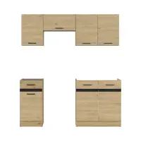 Conjunto de cocina Junona Line 180 cm roble bernstein sin encimera