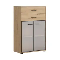 Estantería Space Office 80 cm con 2 puertas y 2 cajones roble artisan