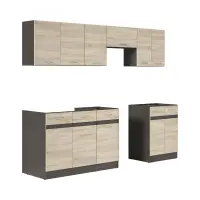 Conjunto de cocina Junona Line 240 cm roble sonoma con encimera