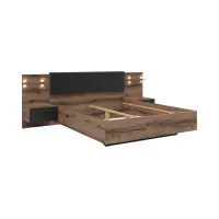 Cama Kassel 180x200 con 2 mesitas de noche roble monastery