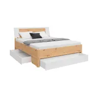Cama Saturn 160x200 con 3 cajones roble artisan/blanco