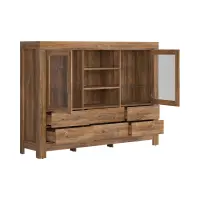 Cómoda Gent 166 cm vitrina con 2 puertas 6 cajones y 3 estantes roble stirling