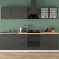Conjunto de cocina Junona Line 260 cm grafito con encimera