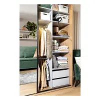 Armario corredero Flex 200 cm con espejo roble artisan