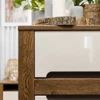 Cómoda Ruso 104 cm con 2 puertas y 2 cajones roble april/brillo perlado