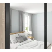 Armario de puertas correderas Tetrix 153 cm con espejo roble sonoma