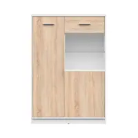 Vitrina Nepo Plus 90 cm con 2 puertas blanco/roble sonoma