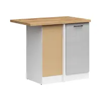 Armario de cocina bajo de rincón Junona Line izquierdo gris claro brillo con encimera ocupa rincón 100x60 cm