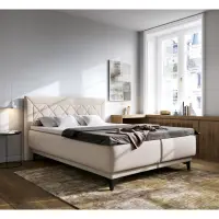 Cama continental Zalea 160x200 con arcón beige