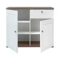 Cómoda Stockholm 103 cm con 2 puertas y un cajón pino andersen blanco/roble sonoma oscuro