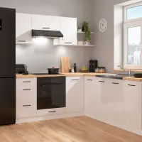 Conjunto de cocina de esquina Junona Line 200x220 tiza brillo con encimera