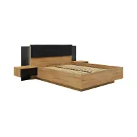 Cama Maio 160x200 con somier y contenedor roble waterford