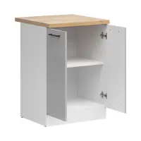 Armario de cocina inferior Junona Line 60 cm de dos puertas gris claro brillo con encimera
