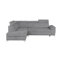 Sofá de esquina izquierdo Raul convertible con arcón gris