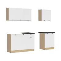 Conjunto de cocina Junona Line A 180 cm blanco con encimera