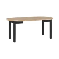 Mesa extensible redonda Balard 100-180/100 roble artisan/negro