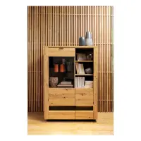 Vitrina Ostia 101 cm con 2 puertas y 2 cajones roble artisan