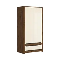 Armario de dos puertas Ruso 104 cm con cajón roble april/brillo perla