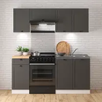 Conjunto de cocina Junona Line 180 cm grafito con encimera
