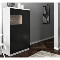 Vitrina Forn 94 cm con 3 puertas blanco brillo/negro mate