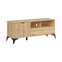 Mueble RTV Lamea 135 cm con puertas, cajón y estante roble artisan