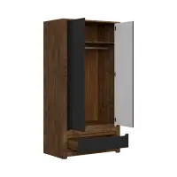 Armario de dos puertas Ruso 104 cm con cajón roble april/negro mate