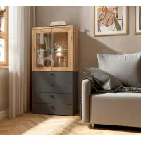 Vitrina System 64 con 2 puertas roble coast evoke