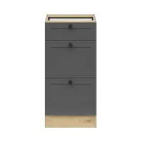 Armario de cocina inferior Junona Line 40 cm con 3 cajones roble bernstein/grafito