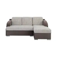 Sofá rinconera universal Merin con función de cama y 2 arcones marrón