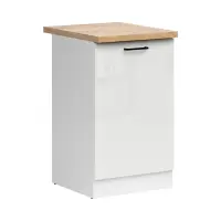 Mueble bajo de cocina Junona Line 50 cm derecho brillo tiza con encimera