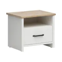 Mesita de noche Loksa 55 cm con cajón pino andersen blanco