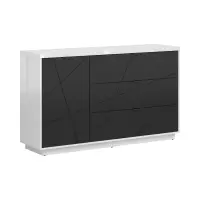 Cómoda Forn 156 cm con puertas y 3 cajones blanco brillo/negro mate