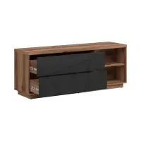 Mueble RTV Forn 156 cm con 2 cajones y estante roble delano oscuro/negro