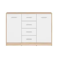 Cómoda Nepo Plus 119 cm con 2 puertas y 4 cajones roble sonoma/blanco