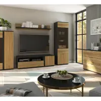 Mueble RTV Luen 155 cm con puertas y cajón roble tegola/roble mauvella