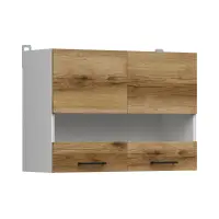 Armario de cocina superior Junona Line 80 cm de dos puertas con vitrina roble delano claro