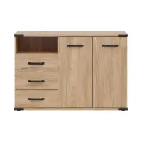 Cómoda Lara 130 cm con 2 puertas 3 cajones y estante fresno belarus