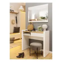 Tocador Alameda 100 cm con cajón y estante blanco brillo/roble westminster