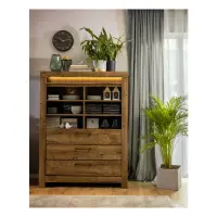 Estantería Torin 114 cm con 3 cajones y 6 estantes roble ribbeck marrón