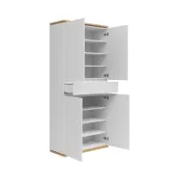 Estantería para pasillo Yamael 90 cm con 4 puertas y un cajón blanca