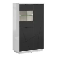 Vitrina Forn 94 cm con 3 puertas blanco brillo/negro mate