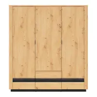 Armario de tres puertas Ostia 180 cm con cajones roble artisan/roble negro