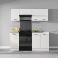 Conjunto de cocina Junona Line 170 cm brillo tiza con encimera